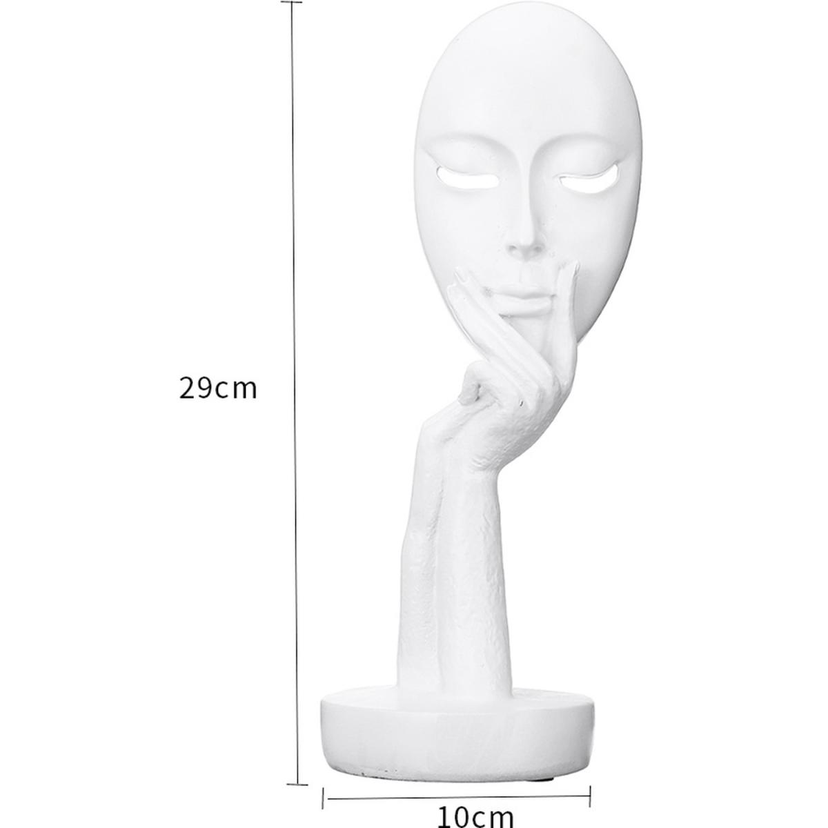 Creative Thinking Face Figurine Sculpture - White / 29cm – image 2