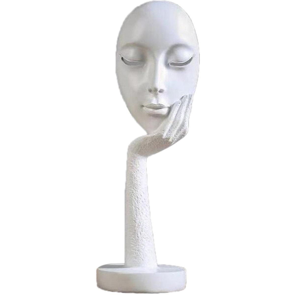 Creative Thinking Face Figurine Sculpture - White / 29cm – image 3