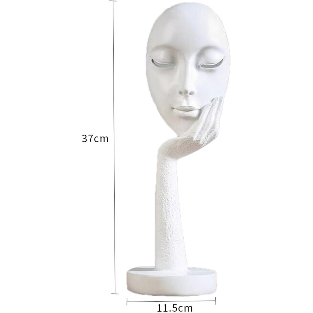 Creative Thinking Face Figurine Sculpture - White / 29cm – image 9