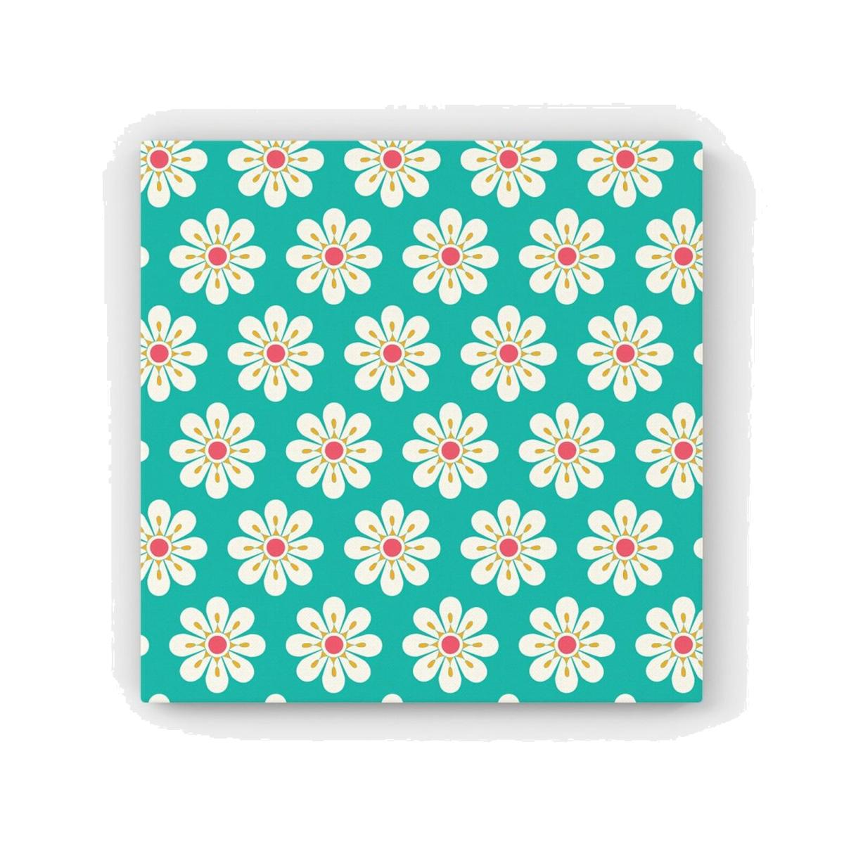Daisy Pattern HD Metal Print - Green / 40cm