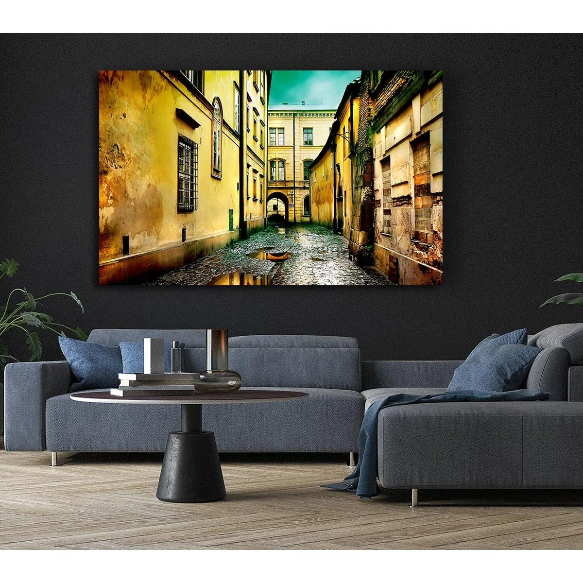 Italian Walkways Rain Canvas Print Wall Art - Yellow / 35.56cm – image 6