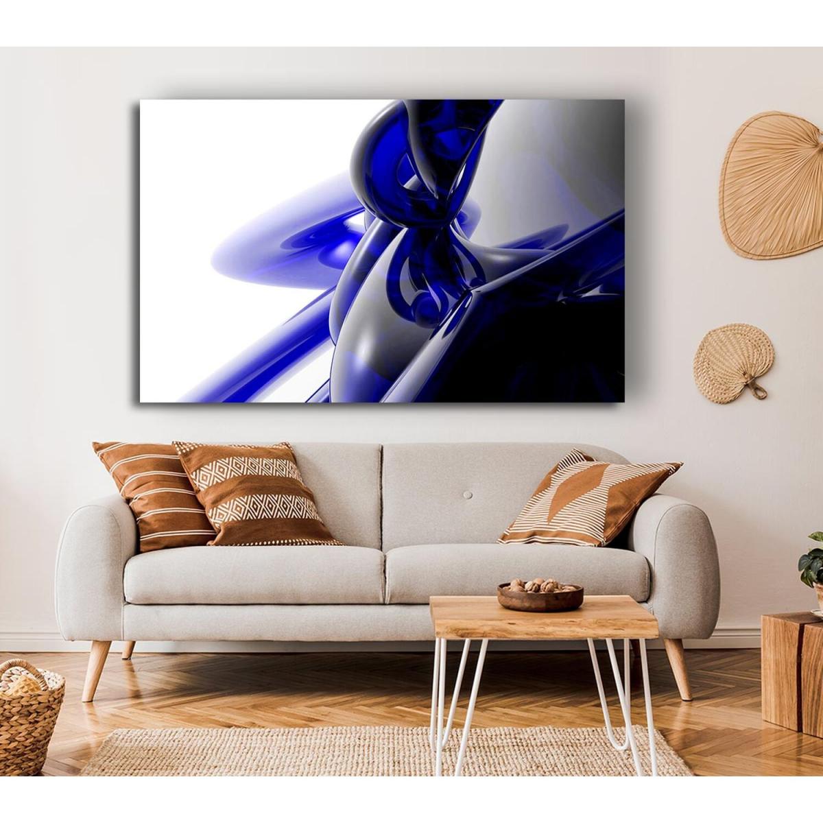Blue Liquid Twist Canvas Print Wall Art - Yellow / 66.04cm – image 4