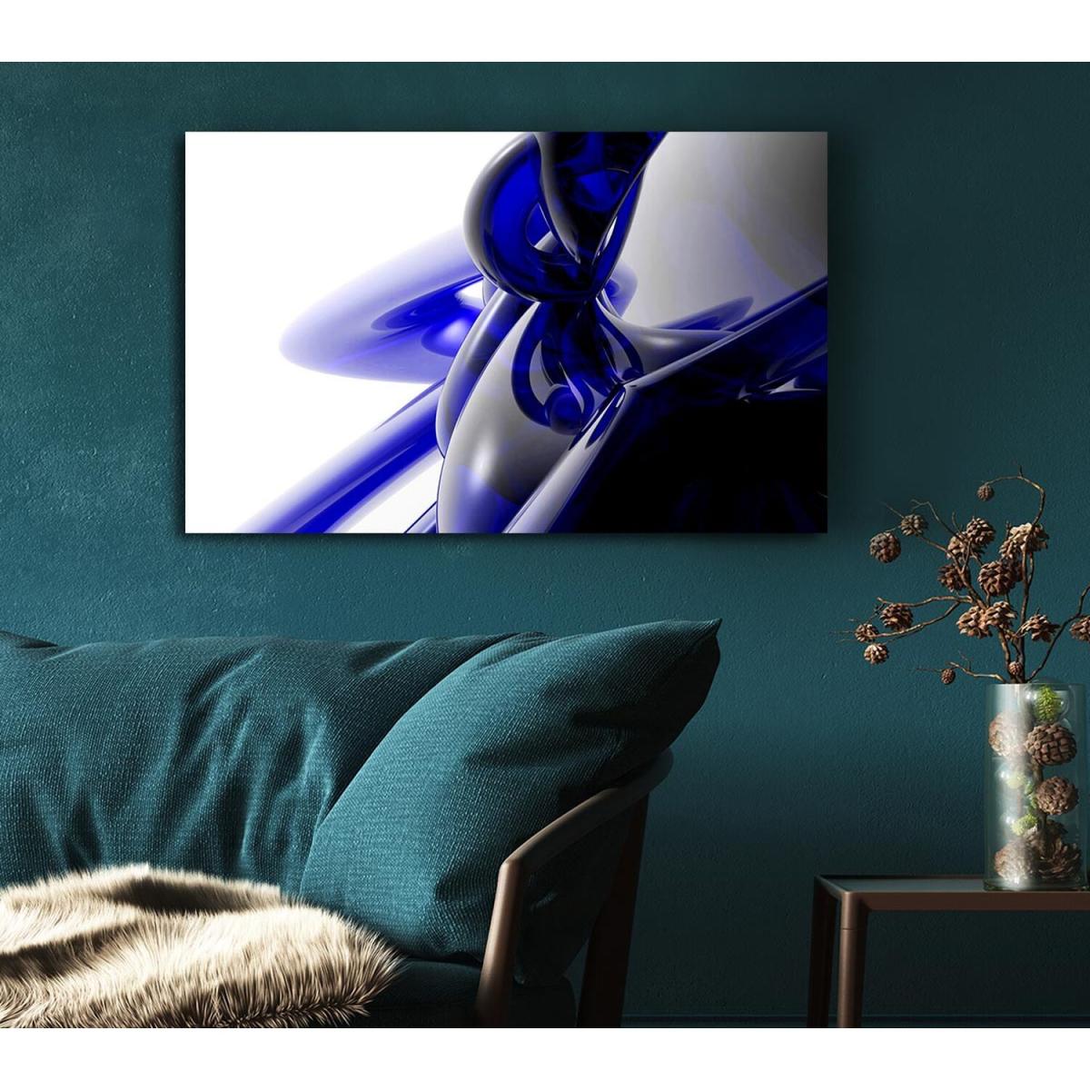 Blue Liquid Twist Canvas Print Wall Art - Yellow / 66.04cm – image 5