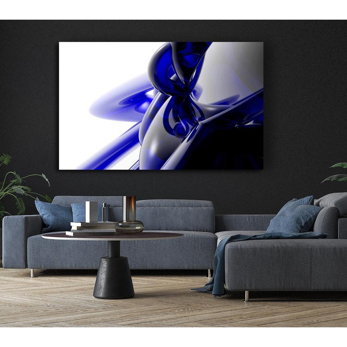 Blue Liquid Twist Canvas Print Wall Art - Yellow / 66.04cm – image 6