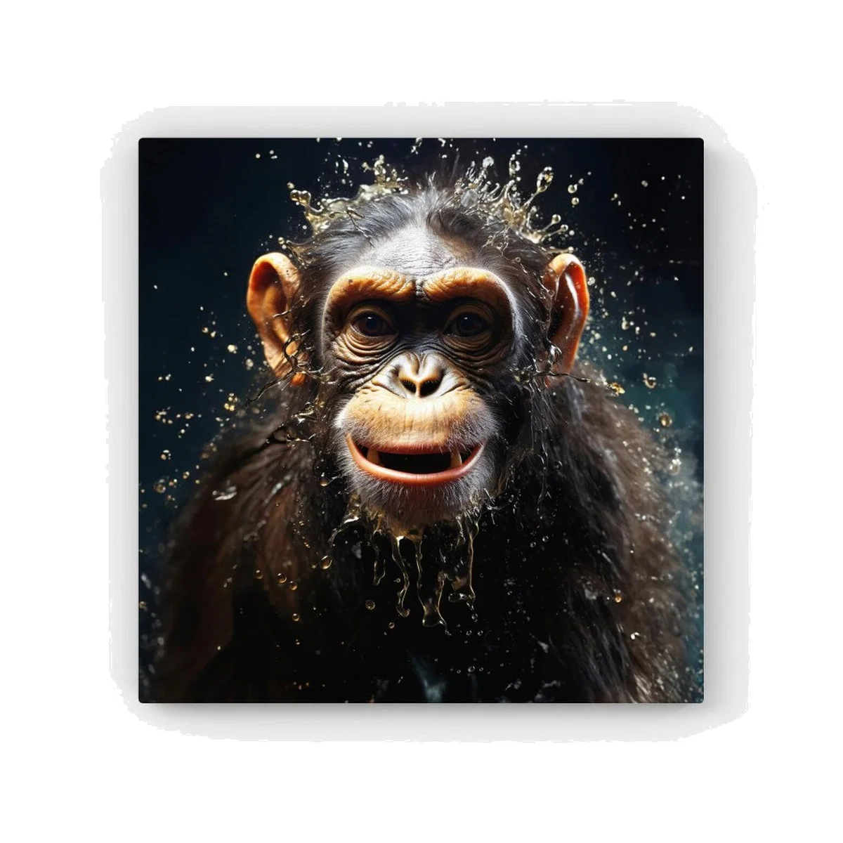 Realistic Monkey Face Splashart HD Metal Print - Black / 56cm