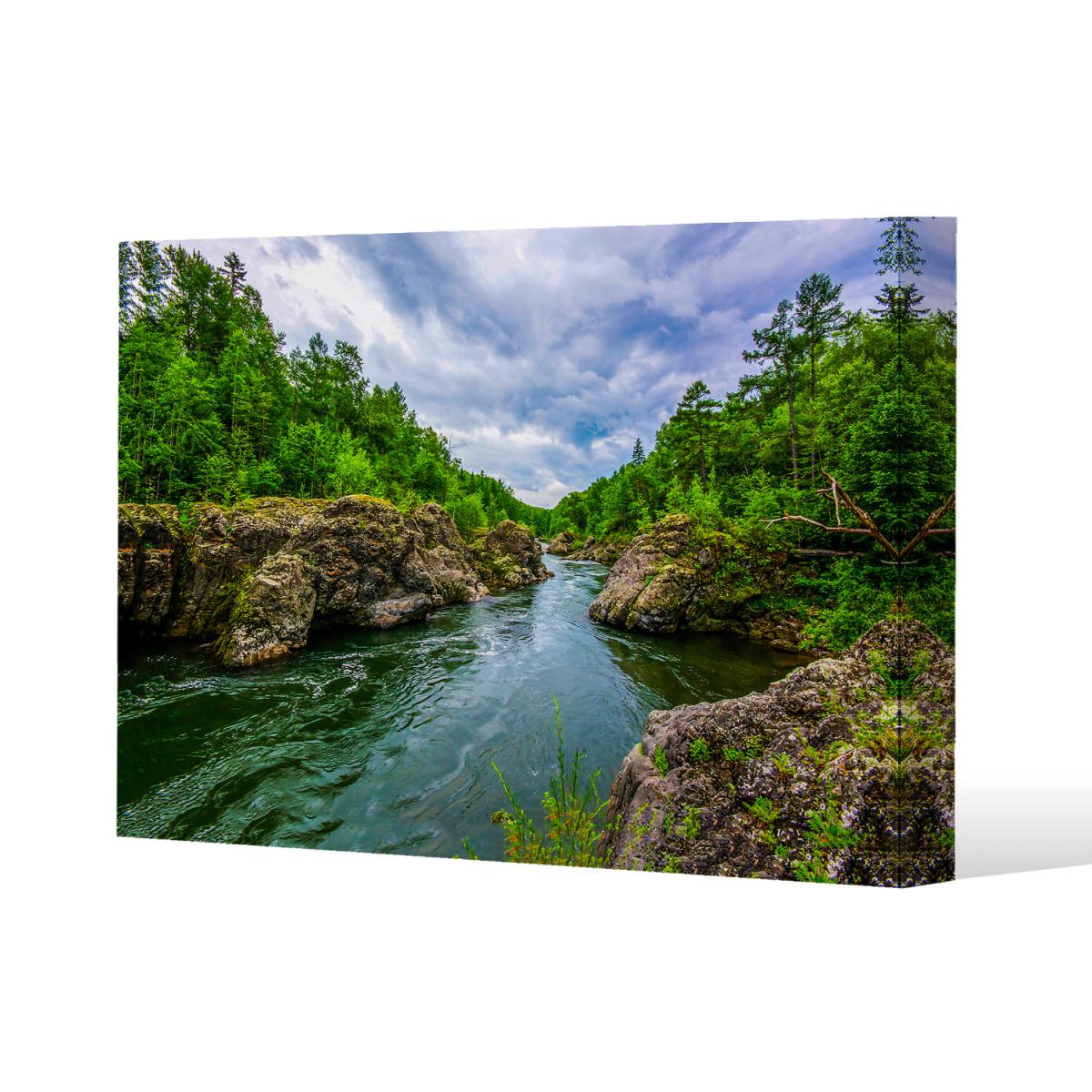 River in mountain forest landscape Canvas Print - Green / 31cm / 41cm – image 2