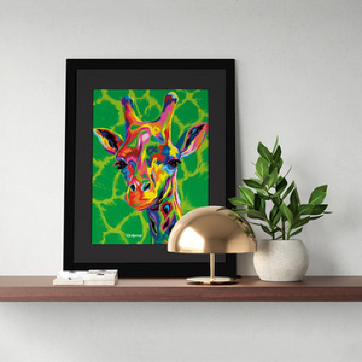 Sebastian the Giraffe Framed Wall Art - Green - White / 53.5cm – image 2