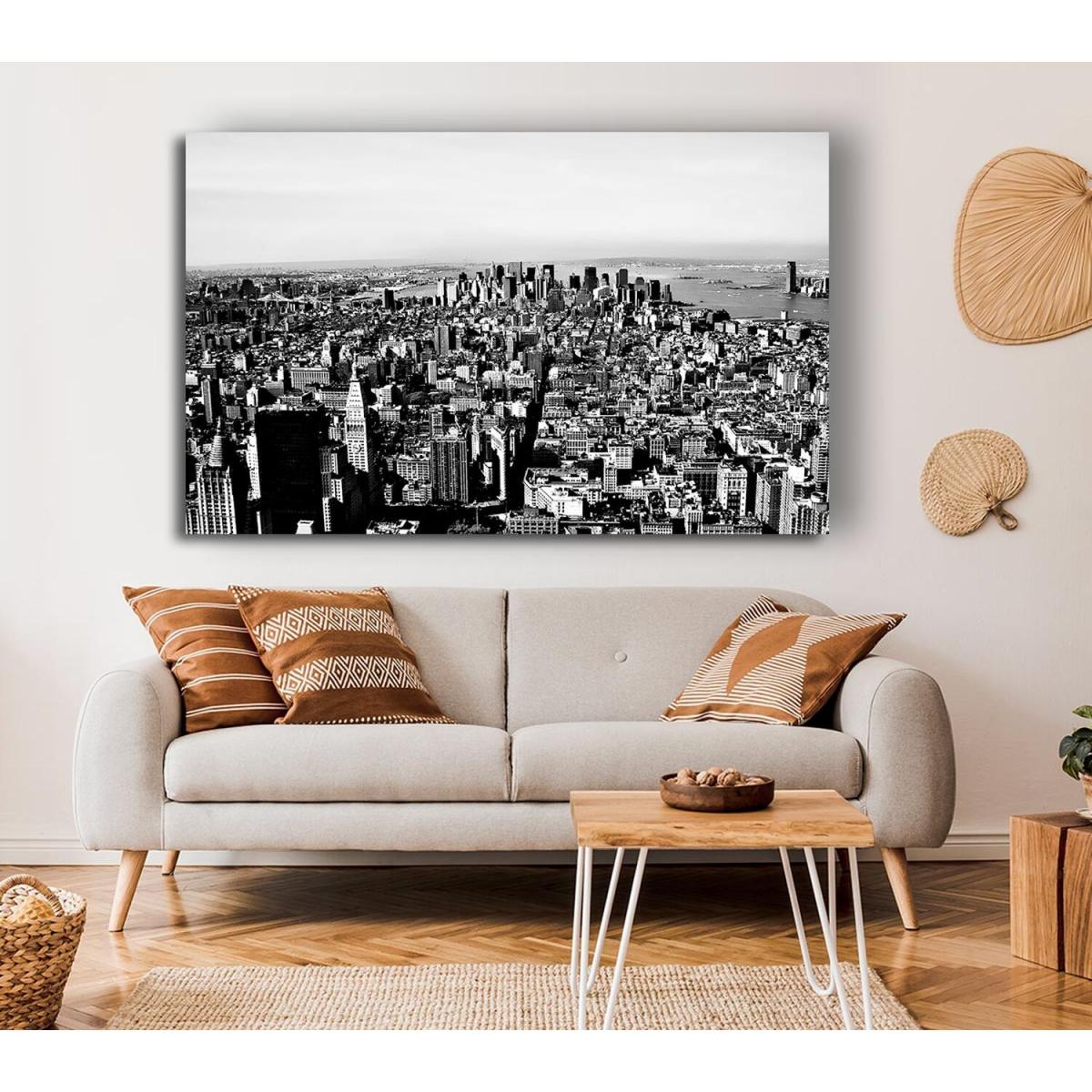 Chicago Distance B n W Canvas Print Wall Art - Yellow / 101.6cm – image 3