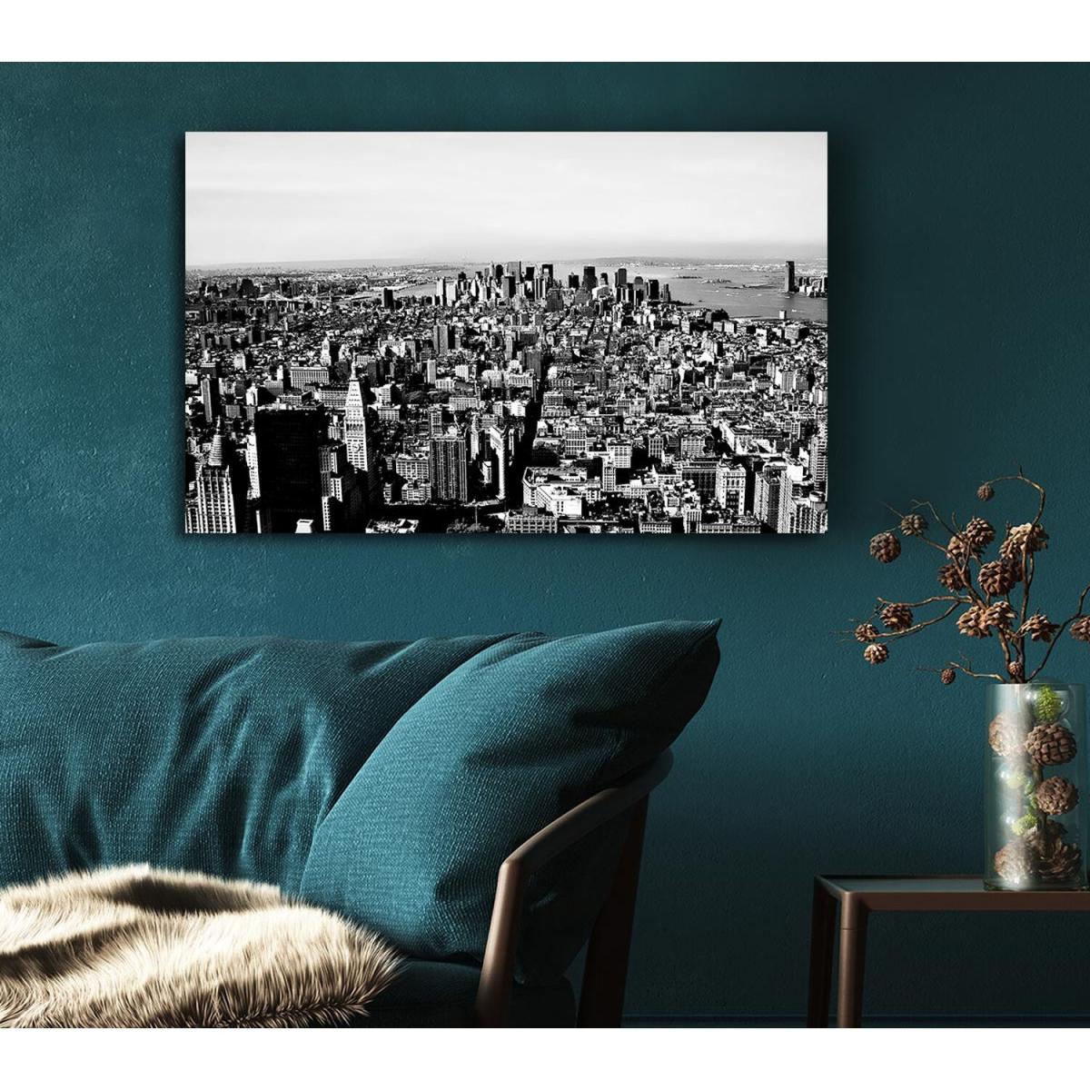 Chicago Distance B n W Canvas Print Wall Art - Yellow / 101.6cm – image 4
