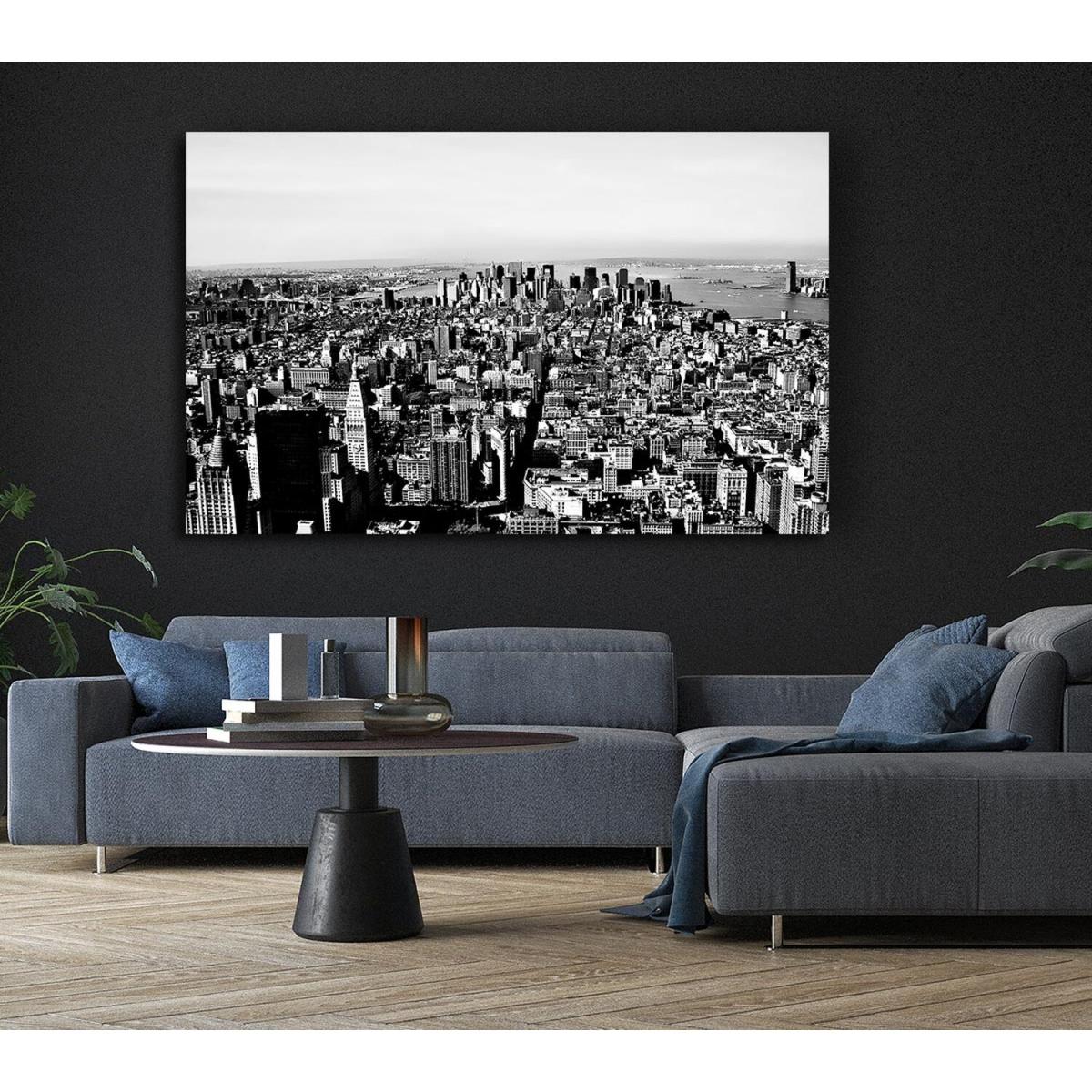 Chicago Distance B n W Canvas Print Wall Art - Yellow / 101.6cm – image 5