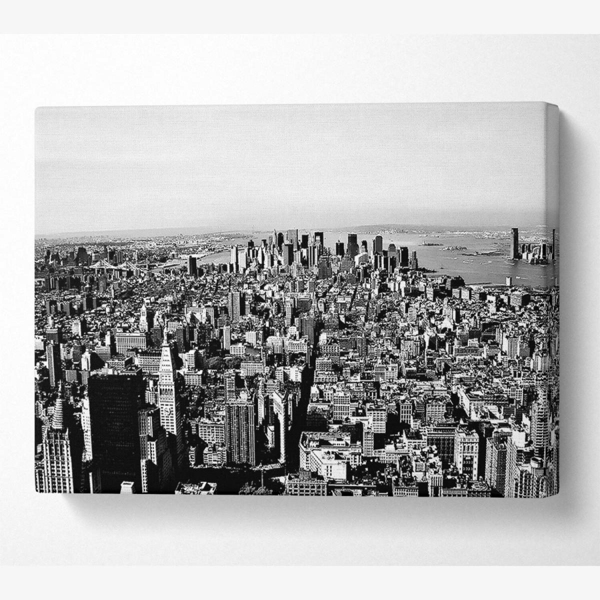 Chicago Distance B n W Canvas Print Wall Art - Yellow / 101.6cm – image 1