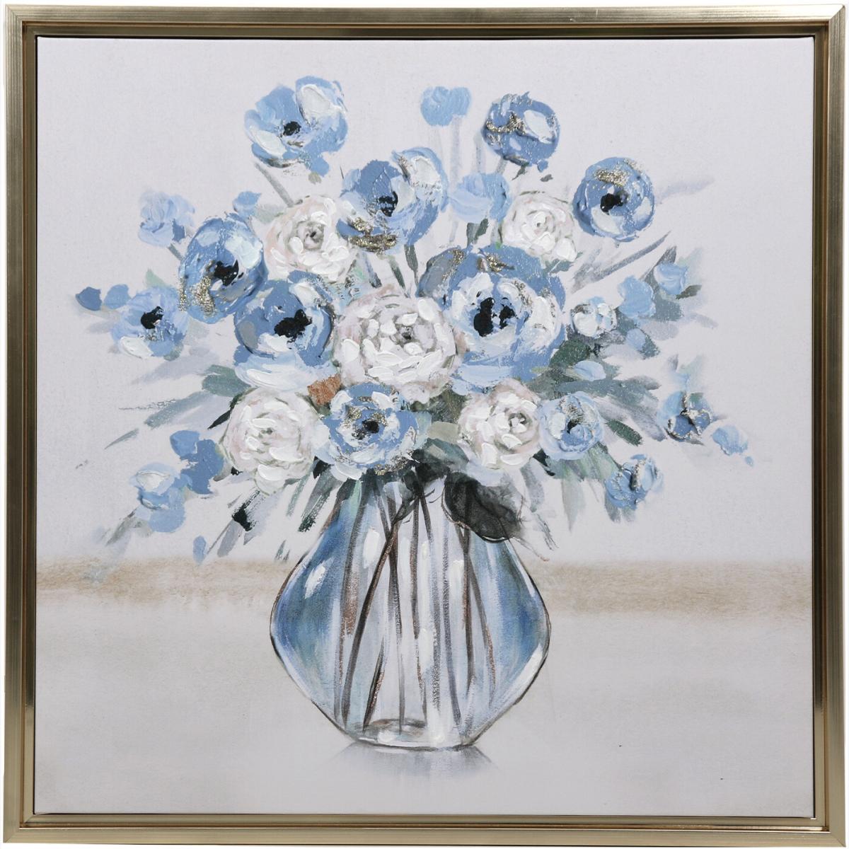 Framed Floral Bouquet Canvas - Blue – image 1