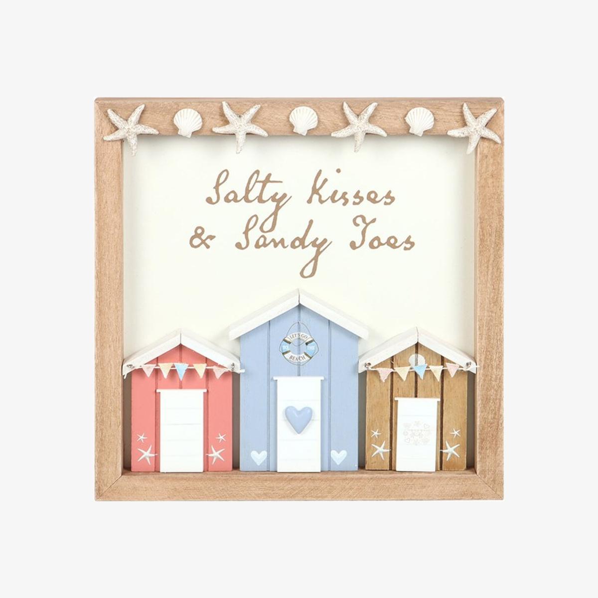 Salty Kisses Beach Hut Wall Plaque - Multicolor