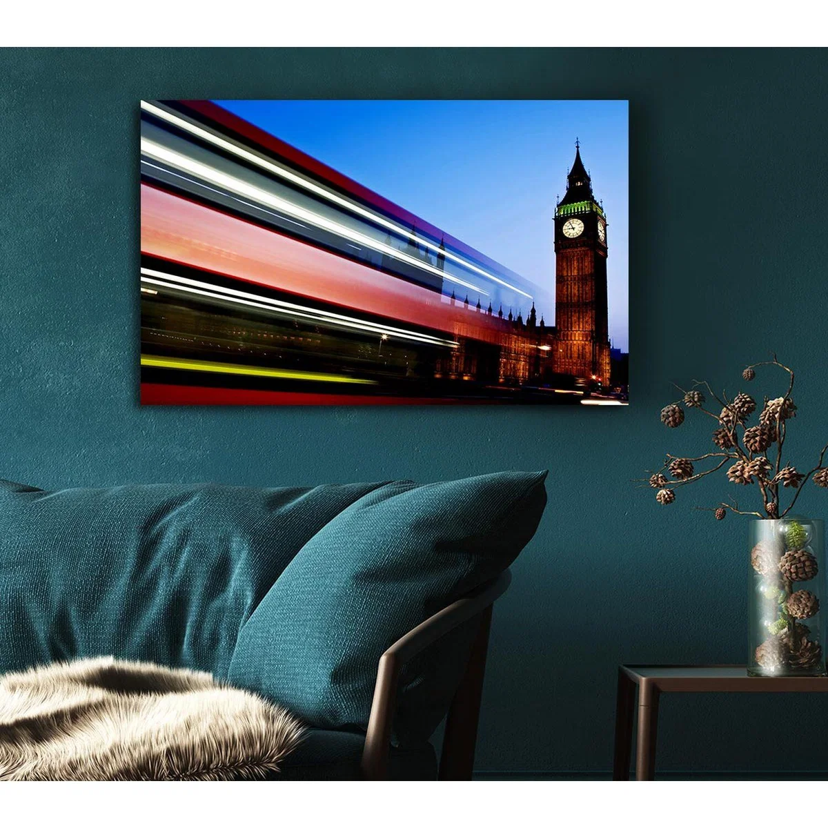 London Big Ben Double Decker Bus Canvas Print Wall Art - Yellow / 66.04cm – image 5
