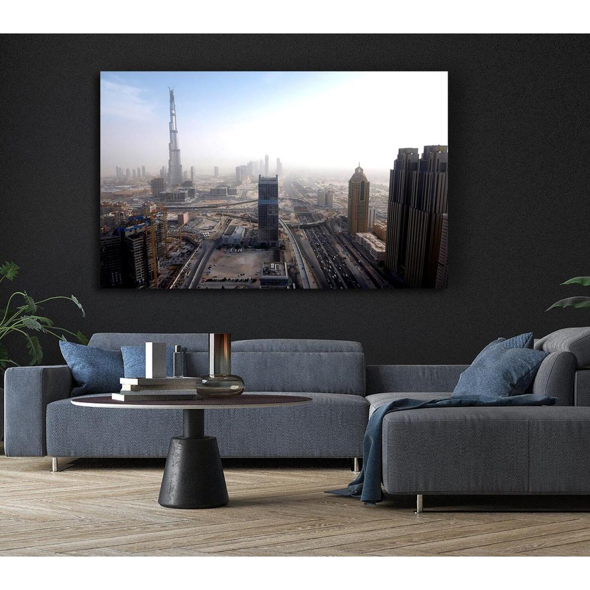 Burj Dubai Being Built Canvas Print Wall Art - Yellow / 35.56cm – image 5