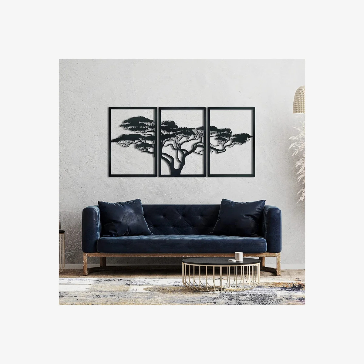 METAL WALL ART -AFRIKA AGACI 120x60 CM - TEXTURE BLACK - Black
