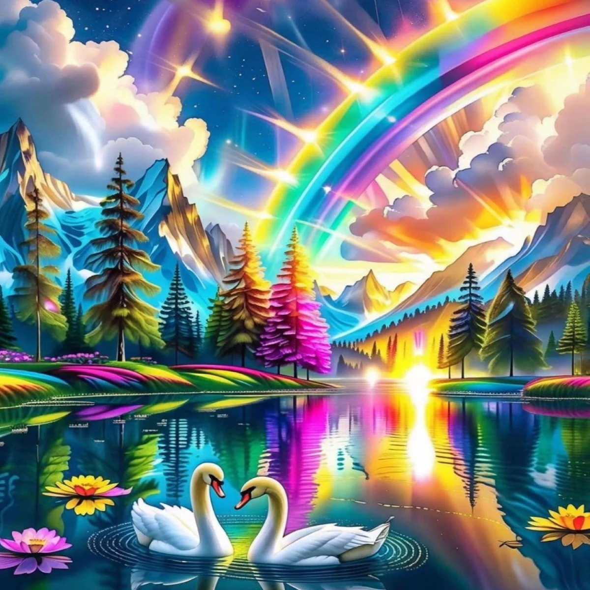 Mystical Rainbow Lake Diamond Art Painting Kit - Blue – image 2