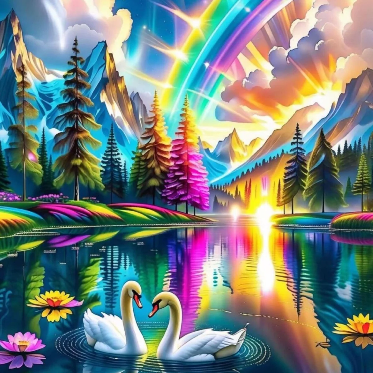 Mystical Rainbow Lake Diamond Art Painting Kit - Blue – image 8