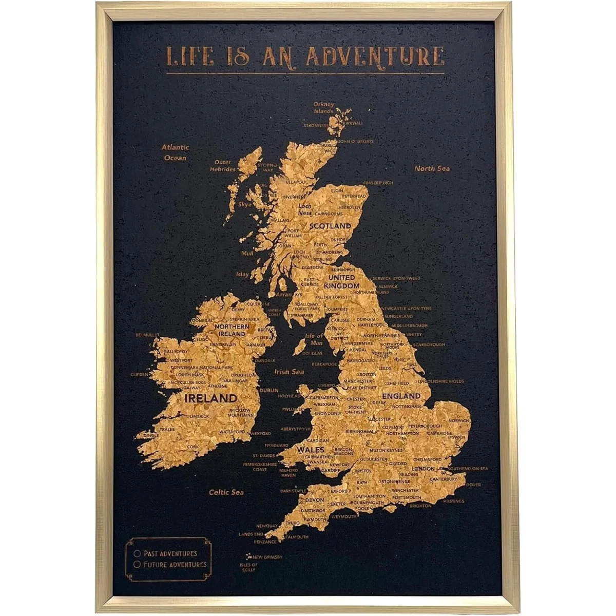 Splosh Travel Map UK Framed Gold - Gold – image 4