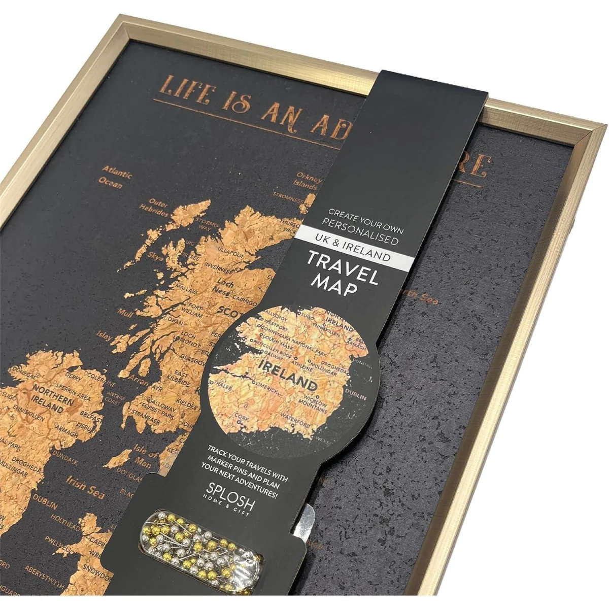 Splosh Travel Map UK Framed Gold - Gold – image 6
