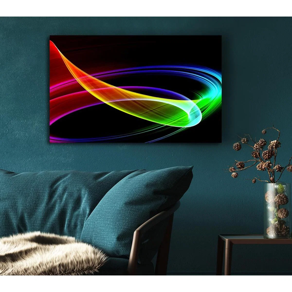 Multi Coloured Galaxy Swirl Canvas Print Wall Art - Yellow / 35.56cm – image 5