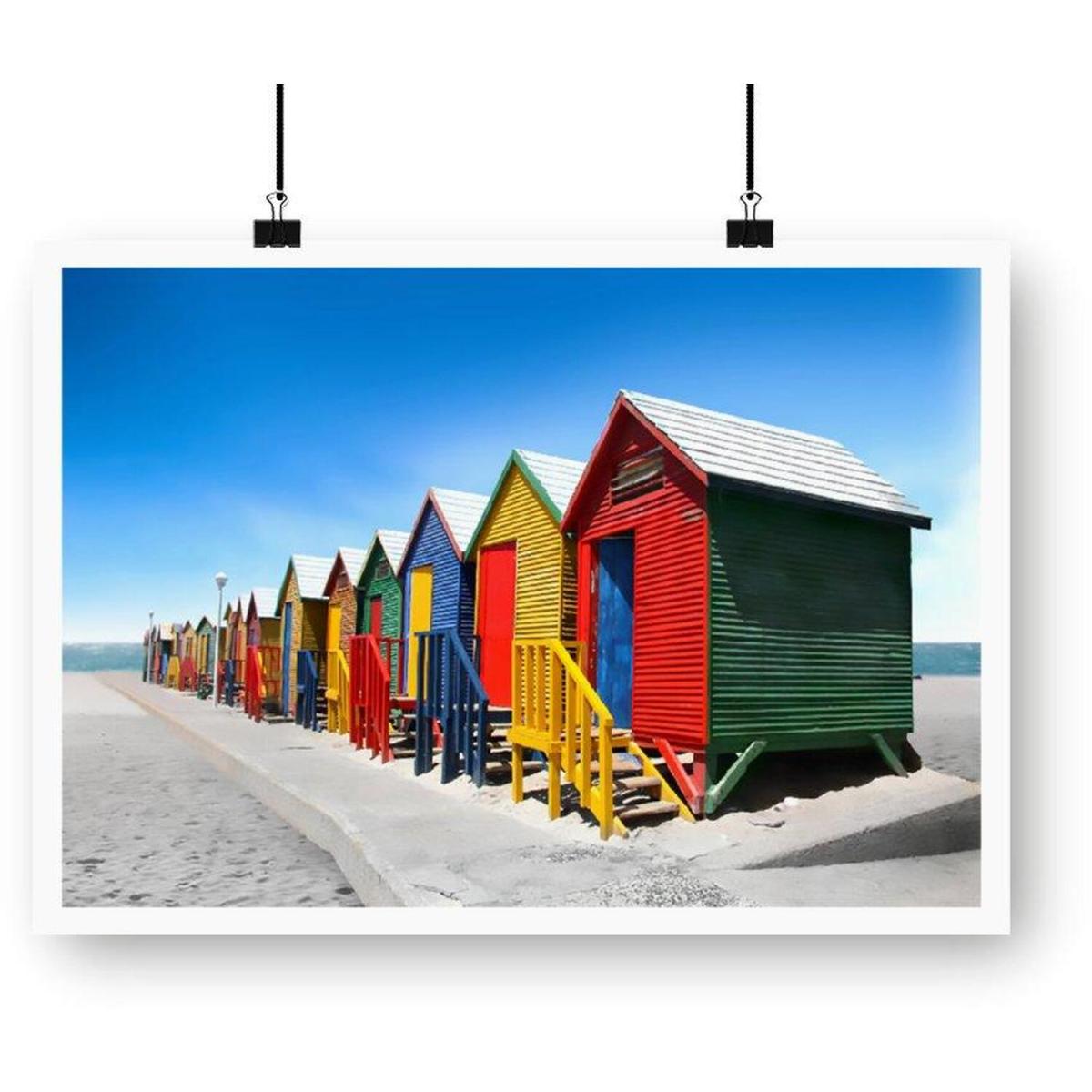 Colourful Bathing Cabins Art Print - Blue / 84.1cm – image 2