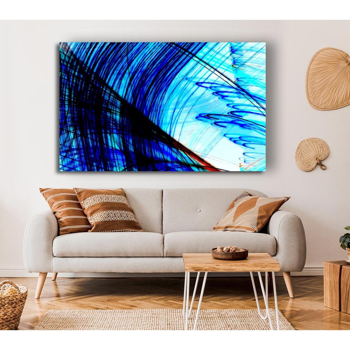 Electrical Blues Canvas Print Wall Art - Yellow / 101.6cm – image 4