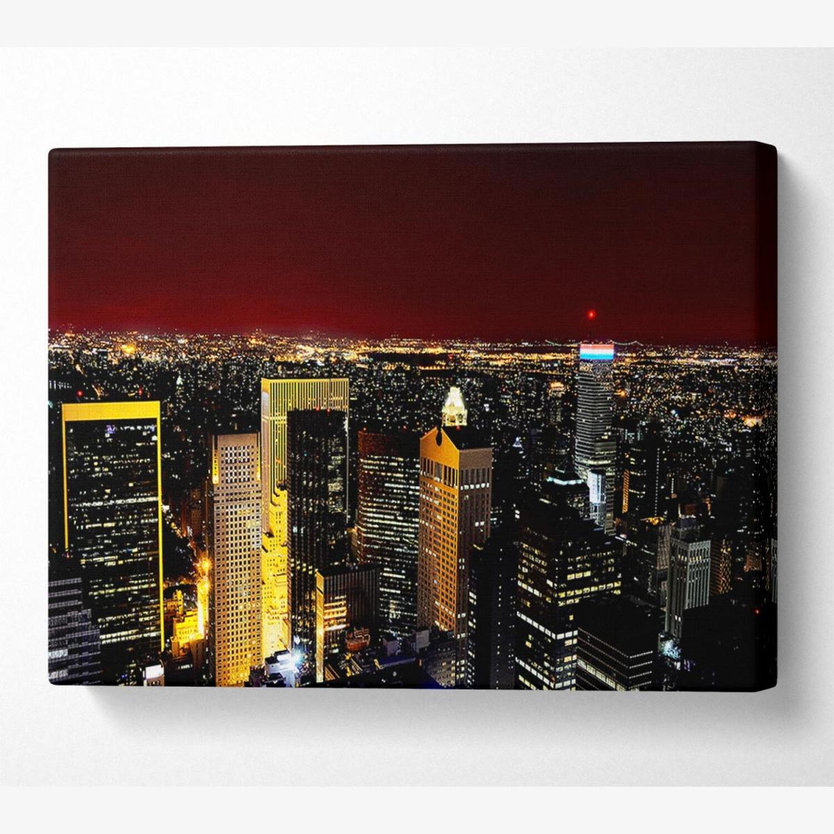 City That Never Sleeps Canvas Print Wall Art - Yellow / 35.56cm – image 1