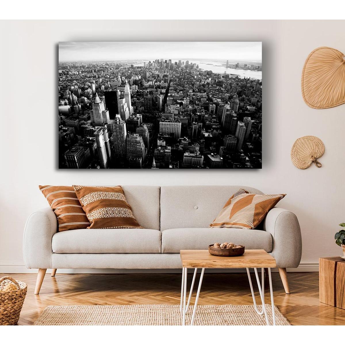 Ariel View Of Chicago B n W Canvas Print Wall Art - Yellow / 66.04cm – image 4