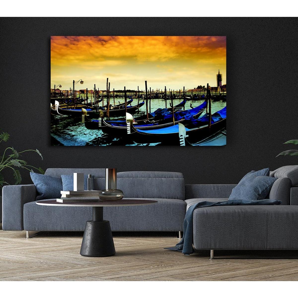 Beautiful Boats In The Harbour Canvas Print Wall Art - Yellow / 50.8cm – image 6