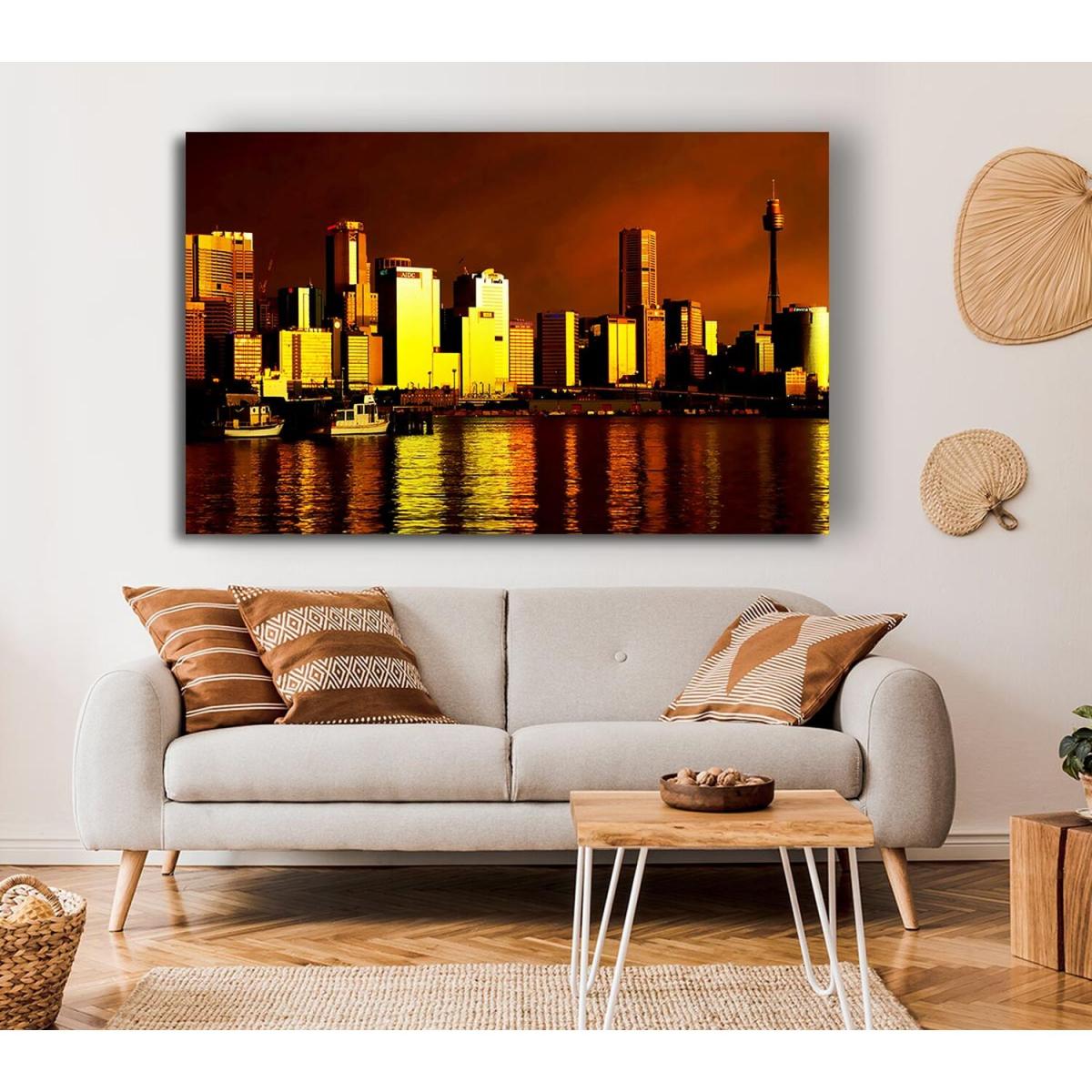 Chicago Brown Canvas Print Wall Art - Yellow / 101.6cm – image 4