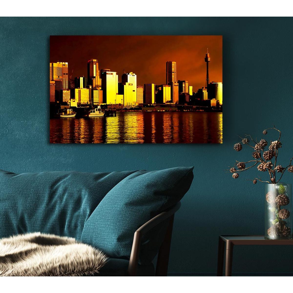 Chicago Brown Canvas Print Wall Art - Yellow / 101.6cm – image 5
