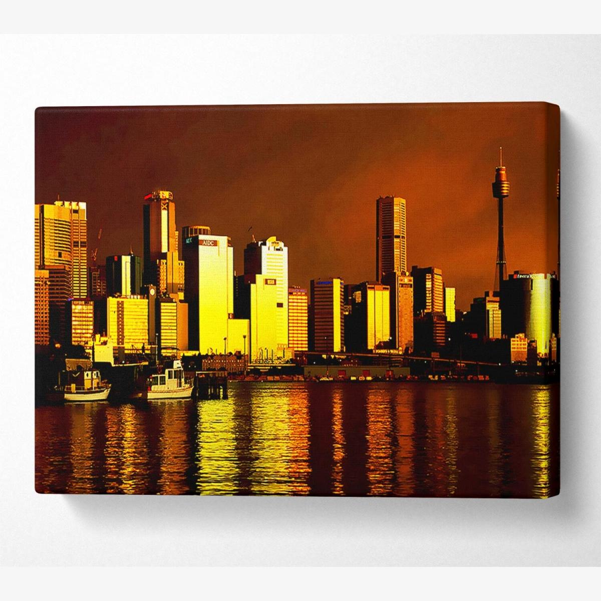 Chicago Brown Canvas Print Wall Art - Yellow / 101.6cm – image 1