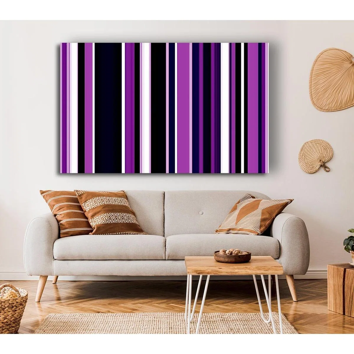 Purple Stripes Canvas Print Wall Art - Yellow / 35.56cm – image 3