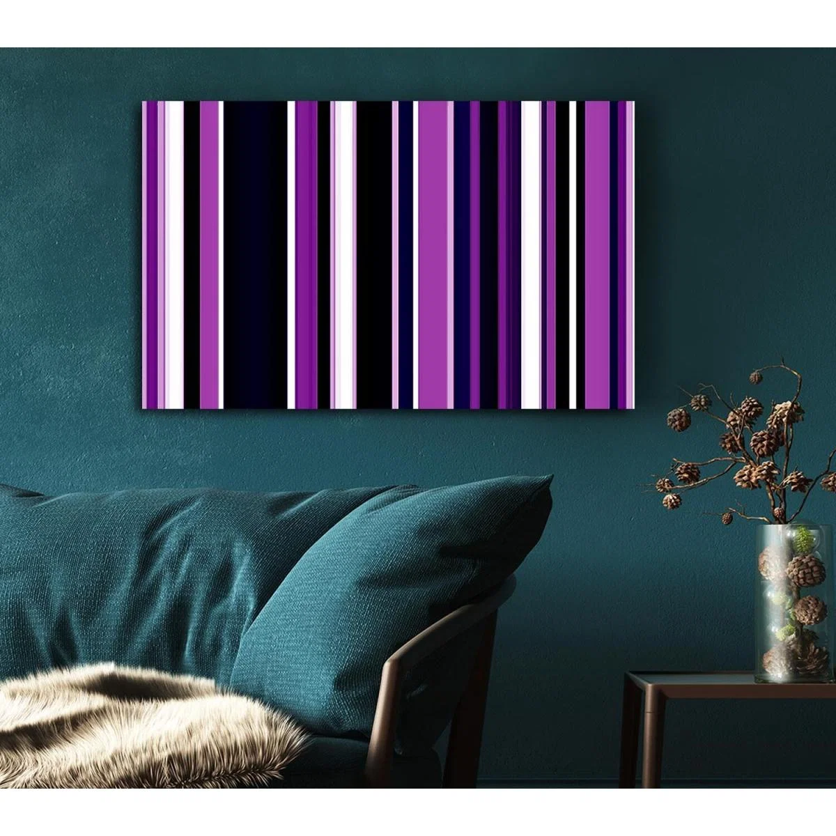 Purple Stripes Canvas Print Wall Art - Yellow / 35.56cm – image 4