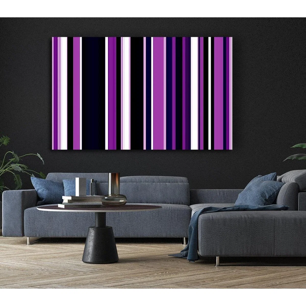 Purple Stripes Canvas Print Wall Art - Yellow / 35.56cm – image 5