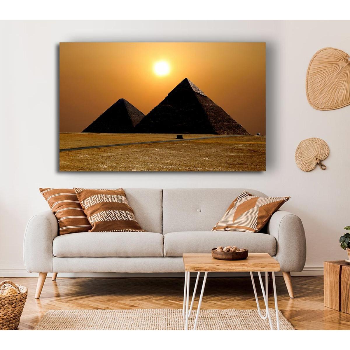 Magic Pyramids Giza Egypt Canvas Print Wall Art - Yellow / 50.8cm – image 4