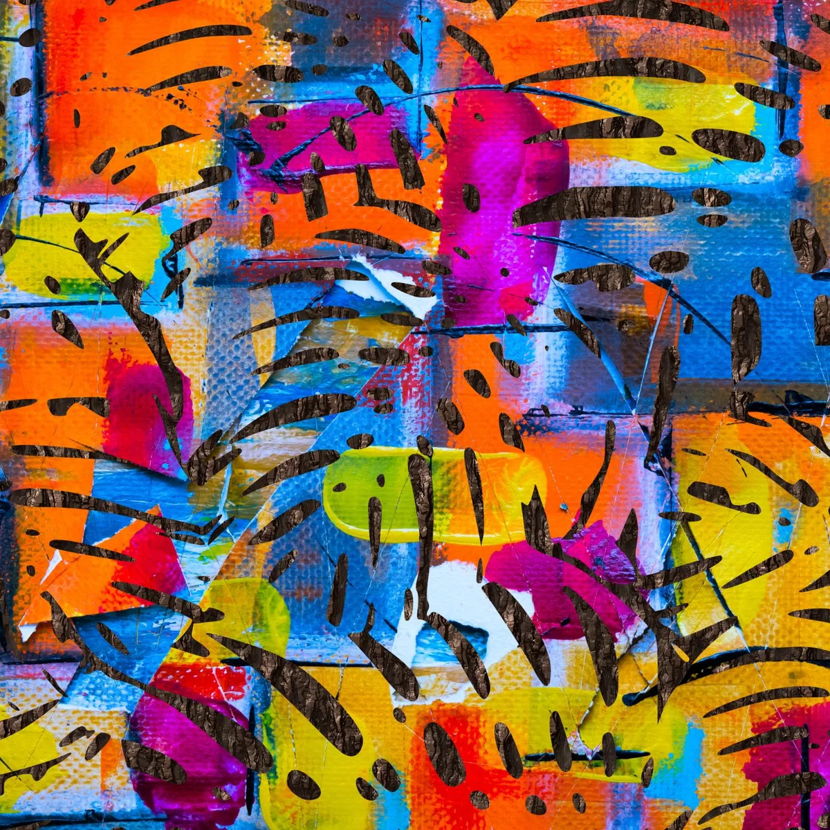 Colourful Abstract Nature Leaves Art Print - Neutral / 70cm