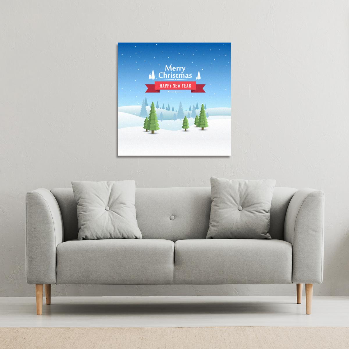 Knitted Pattern Of White Snowflakes Gallery Canvas - Blue / 101cm – image 2