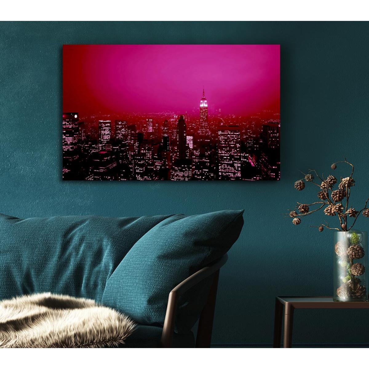 New York City Pink Skies Canvas Print Wall Art - Yellow / 35.56cm – image 4
