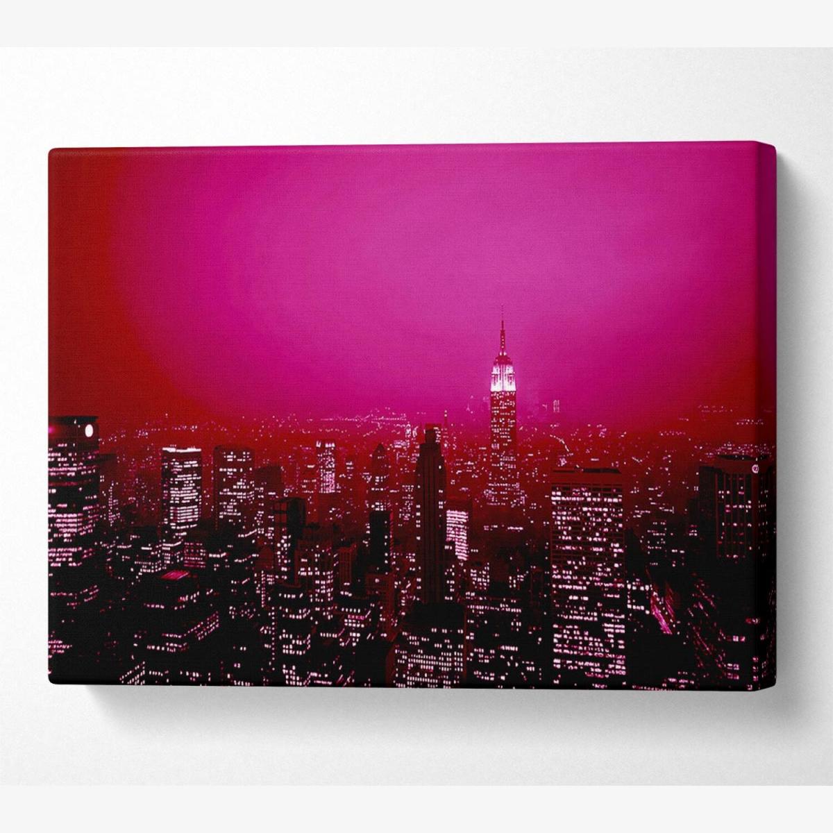 New York City Pink Skies Canvas Print Wall Art - Yellow / 35.56cm – image 1