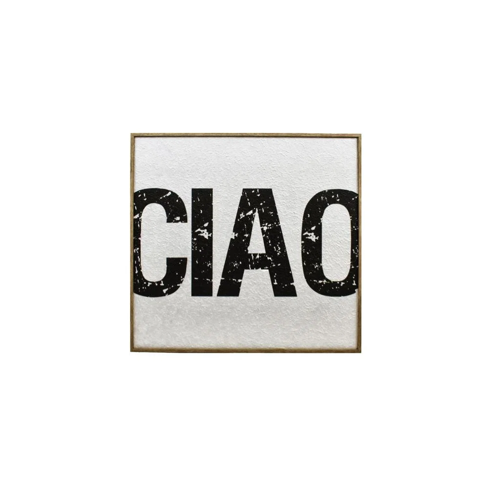 Framed Black & White Ciao Wall Art – image 2