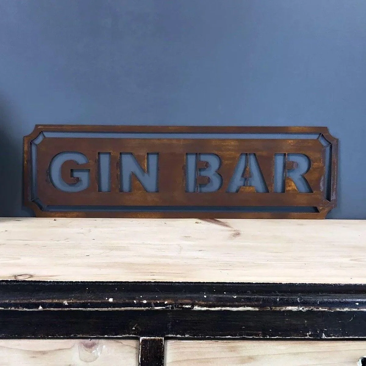 Rusty Metal GIN BAR Sign - Rusted – image 2