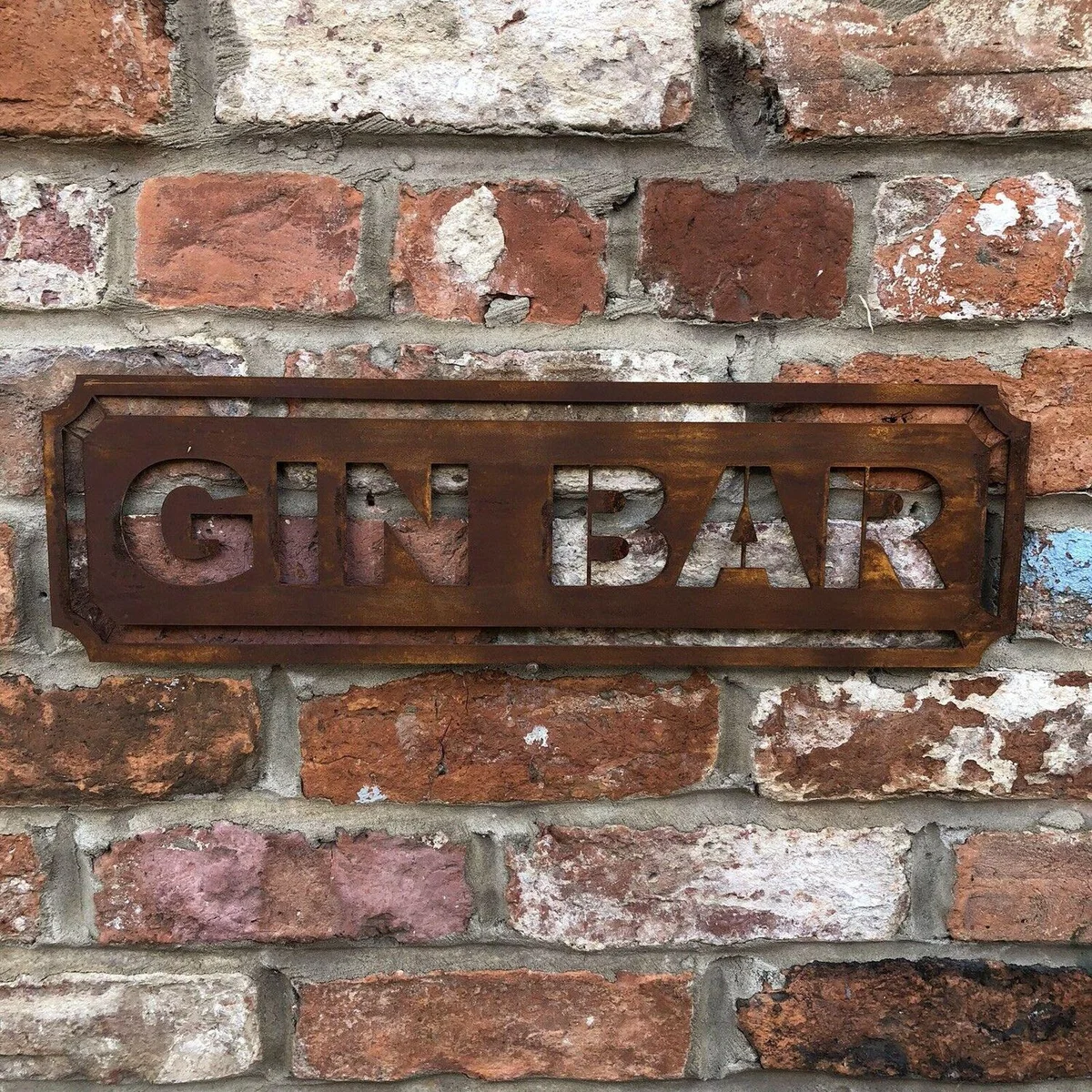 Rusty Metal GIN BAR Sign - Rusted – image 3
