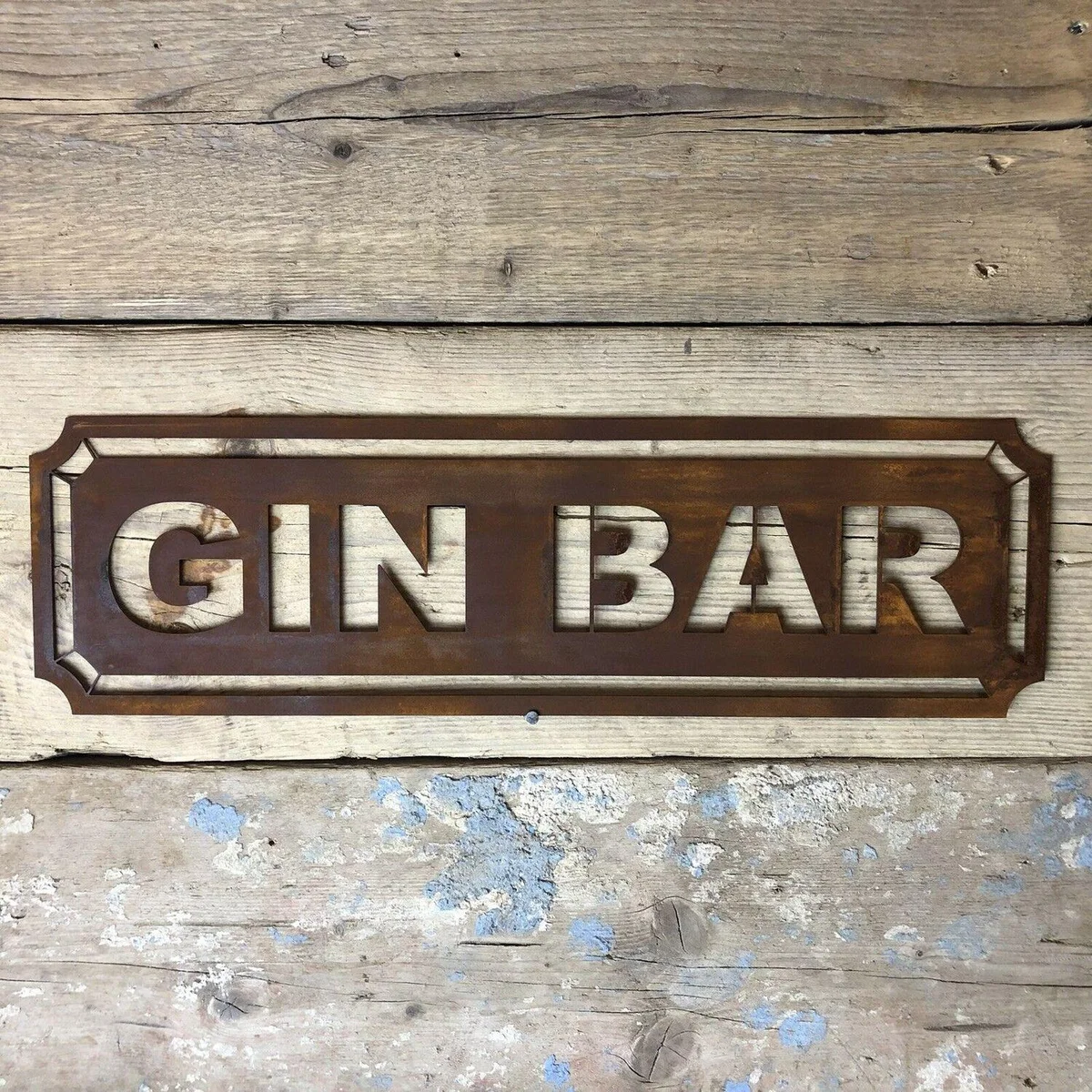 Rusty Metal GIN BAR Sign - Rusted – image 1