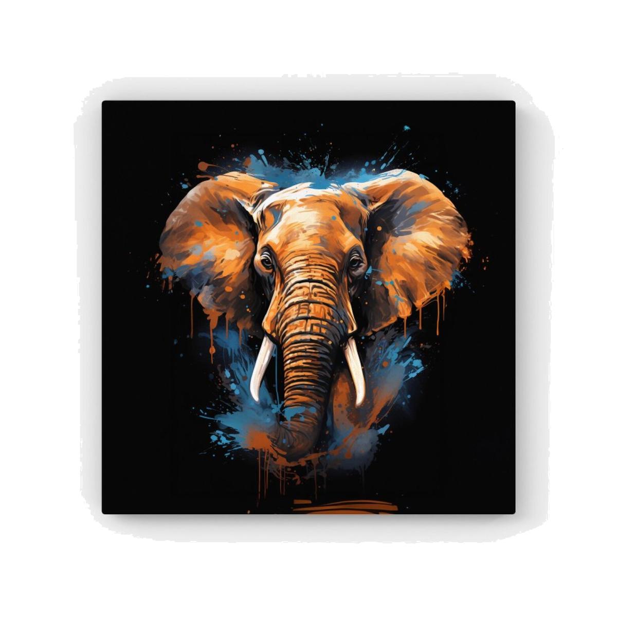 Splashart Elephant Blue HD Metal Print - Blue / 30cm