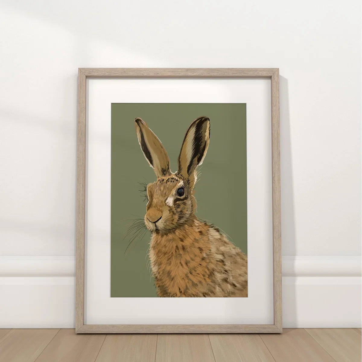 Hare Vibrant Framed Wall Art - Sage Green – image 1