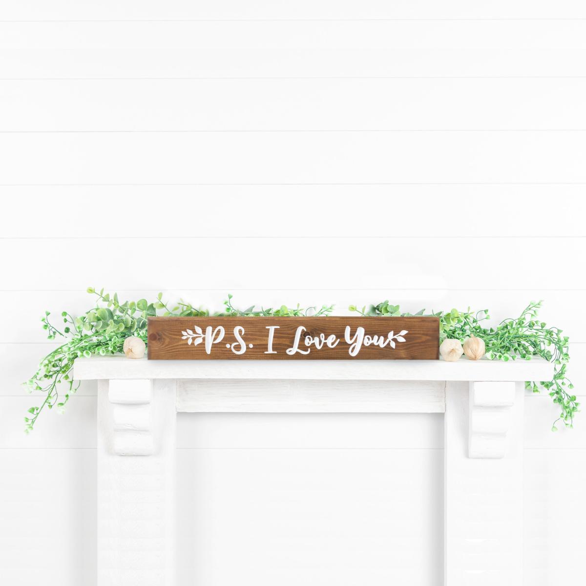Engraved Wooden PS I Love You Sign - Brown – image 2