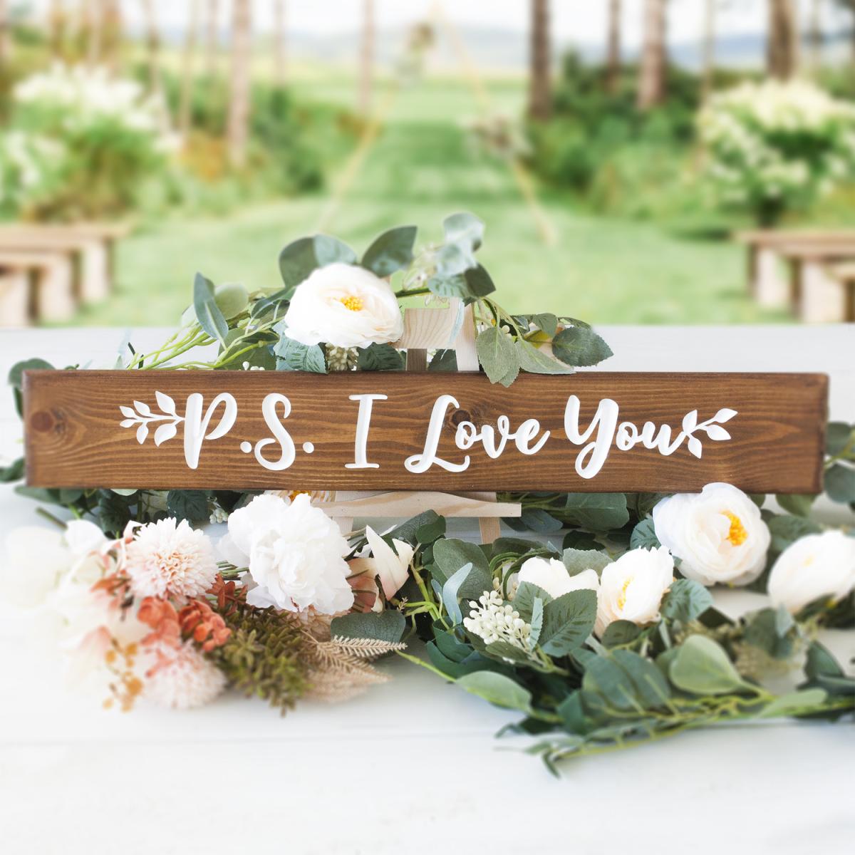 Engraved Wooden PS I Love You Sign - Brown – image 1