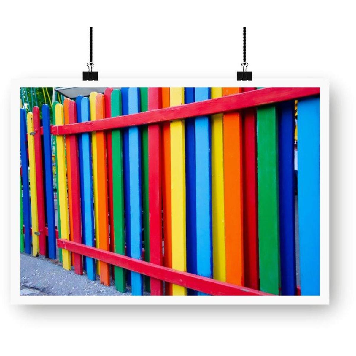 Colourful Fence Art Print - Blue / 42cm – image 2